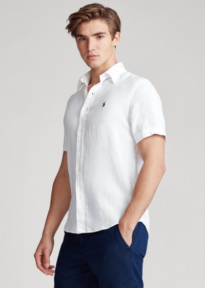 Camisa Polo Ralph Lauren Hombre Blancos - Classic Fit Linen - JYMFK0752